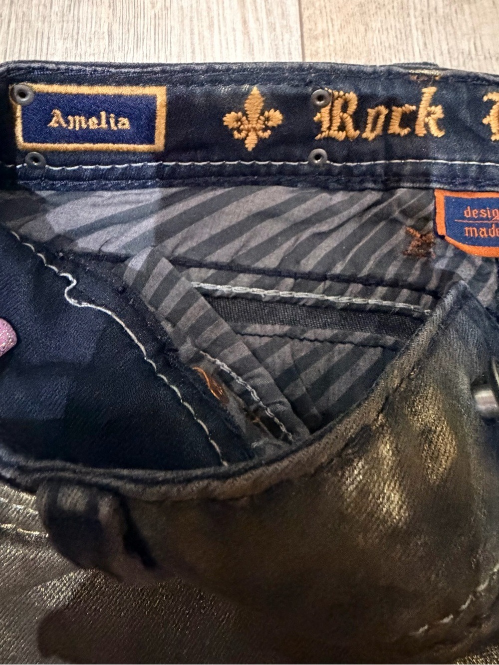 Rock Revival Amelia Jeans Metallic Bronze Skinny NWOT - Picture 7 of 9
